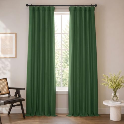 HPD Half Price Drapes Bellino Room Darkening Curtains 120 Inches Long Curtains for Bedroom & Living Room (1 Panel), 50W x 120L, Pine Forest Green