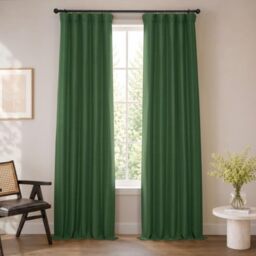 HPD Half Price Drapes Bellino Room Darkening Curtains 120 Inches Long Curtains for Bedroom & Living Room (1 Panel), 50W x 120L, Pine Forest Green