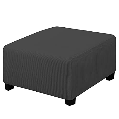 Easy-Going Stretch Ottoman Cover Folding Storage Stool Furniture Protector Soft Rectangle slipcover with Elastic Bottom (Medium,Dark Gray)