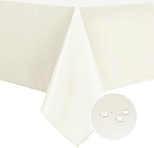 DWCN Square Tablecloth - 30 x 30 Inch - Waterproof Stain and Wrinkle Resistant Washable Table Cloth, Decorative Fabric Table Cover for Kitchen Dining Room Party and Outdoor Use, Ivory