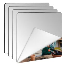 ASelected 6 Pack Self Adhesive Mirror Tiles 20x20 cm, Thickened Acrylic Tiles 2 mm Stick on Wall, Large High Clear Mirror with Stickers for Bathroom, Bedroom, Door, Home Decoration