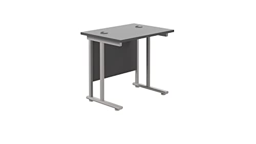 Office Hippo Heavy Duty Rectangular Cantilever Office Desk, Home Office Desk, Office Table, Integrated Cable Ports, PC Desk For Office or Home, 5 Yr Wty - Black