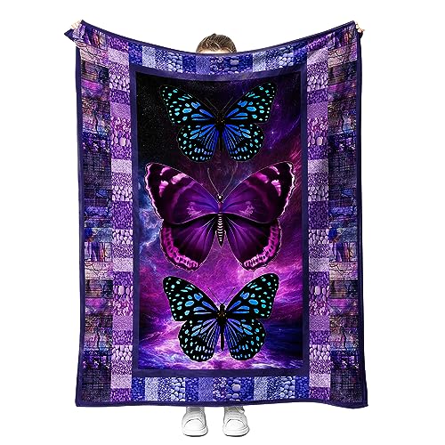 Ultra Soft Butterfly Theme Blanket for Kids and Adults Microfiber Plush Sherpa Blanket for Bed and Couch Warm Fuzzy Throw Blanket Cozy Throws Blankets (Butterfly01, 130cm x 150cm(51'' x 59''))