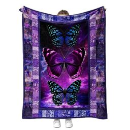 Ultra Soft Butterfly Theme Blanket for Kids and Adults Microfiber Plush Sherpa Blanket for Bed and Couch Warm Fuzzy Throw Blanket Cozy Throws Blankets (Butterfly01, 130cm x 150cm(51'' x 59''))