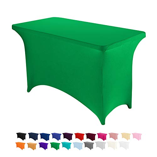 Peomeise 4FT Spandex Table Cover Rectangular Stretch Spandex Tablecloth (Emerald,4FT)