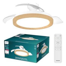 PHILIPS Bliss Ceiling Fan Light, Retractable Blades, LED Light, Wood