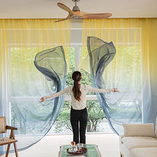 MIANBO Windows Gradient Color Sheer Curtains 84 Inches Length 2 Panels Sheer Curtain Panel Basic Rod Pocket for Bedroom Living Room Children Room Kitchen Yard