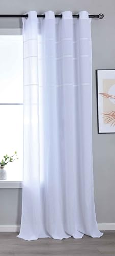 Gardinenbox Leipzig 202450 Semi-Transparent Curtain with Eyelets H x W 245 x 145 cm White Chain Pattern Translucent Elegant Structure