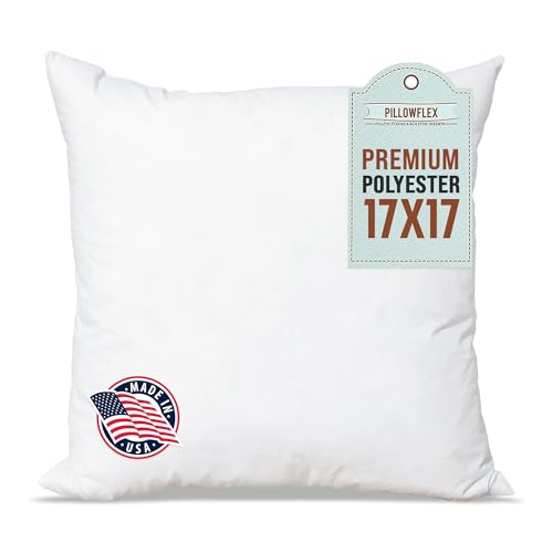 Pillowflex Polyester Filled Machine Washable 43cm x 43cm 17 X 17 - Inch Pillow Form Insert