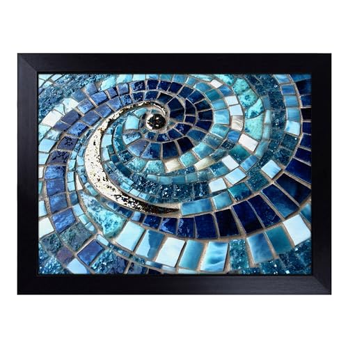 Lap Tray with Bean Bag Cushion, Mosaic Tiles - Handmade in the UK, Raised Wooden Edge, Padded Cushion, Heat-Resistant Wipe-Clean Surface, for Meals, Laptops and Crafts