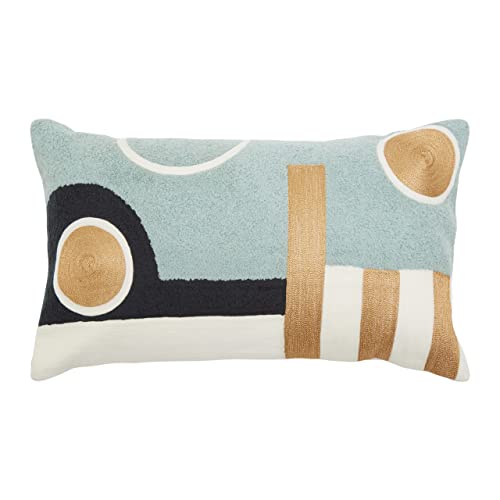 Premier Housewares Abstract Rectangular Cushion/Abstract Design Sofa Cushion/Theme Decorative Yellow Cushions/Green Cushions/Multicolour Sofa Cushions / W50 x D5 x H30cm.