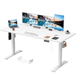 Homall 180x80 cm Height Adjustable Electric Standing Desk with USB Charging, Sit Stand Desk with Cable Tray Stand Up Table for Home Office Home Office,White