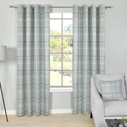 Sleepdown Printed Check Thermal Insulated Eyelet Curtains for Bedroom and Living Room - 66x54 - Green - 2 Panels