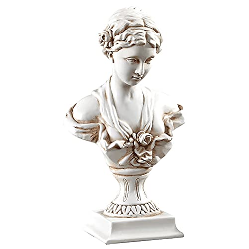 "YUEOECOR 11.8"" Classic Greek Venus de Milo Bust Statue, Resin Roman Goddess of Love and Beauty Sculpture Figurine for Home Décor, Large Antique"