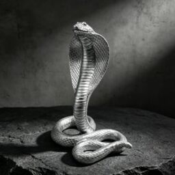 SHTWX King Cobra Snake Statue Figurine Sculpture Animal Figure Collectible Gifts for Snake Lover Office Home Decor Desk Accessories Decoration Garden Yard Figurines Outdoor Decor (Silver)