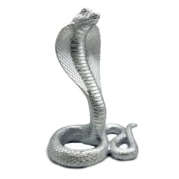SHTWX King Cobra Snake Statue Figurine Sculpture Animal Figure Collectible Gifts for Snake Lover Office Home Decor Desk Accessories Decoration Garden Yard Figurines Outdoor Decor (Silver)