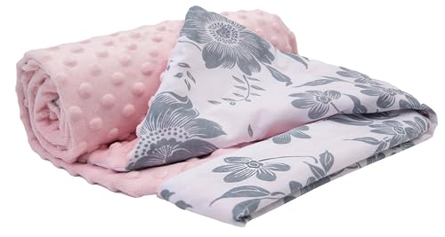 Medi Partners Baby Blanket Newborn Pram Soft 100% Cotton 75x100 Cot Toddler Comfort universal Cuddly Fluffy Crawling Plush bilateral Blankets (Berry with pink Plush)