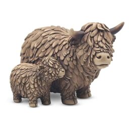Lesser & Pavey Hughie Highland Cow & Calf Home Decor Animal Figurine