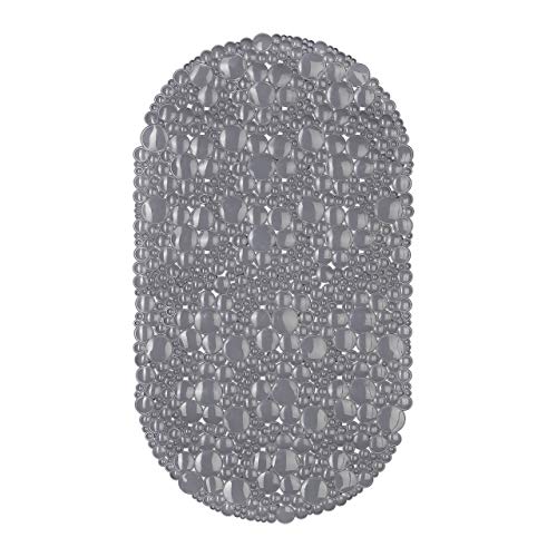 Relaxdays Anti-Slip Bath Mat, Stone-Look Design, Non-Slippery Suction Cups for Bathtub, Washable, WXD: 36 x 67 cm, Grey