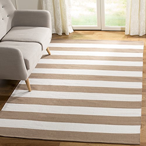 Safavieh Modern Indoor Flatweave Rectangle Area Rug, Montauk Collection, MTK712, in Sand / Ivory, 91 X 152 cm for Living Room, Bedroom or Any Indoor Space