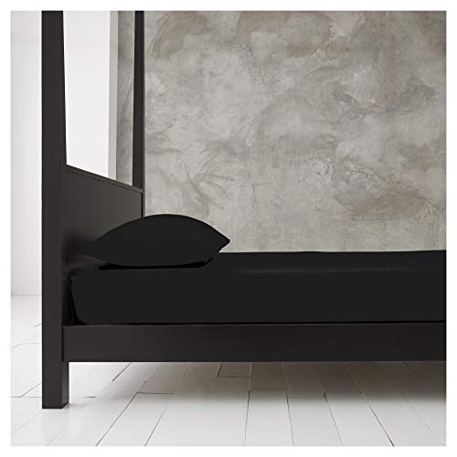 GC GAVENO CAVAILIA Luxury Polycotton Fitted, Easy Care Flat Sheets, Soft & Cosy Bedsheet OR Pillowcases, Linen, Black, Single,622208