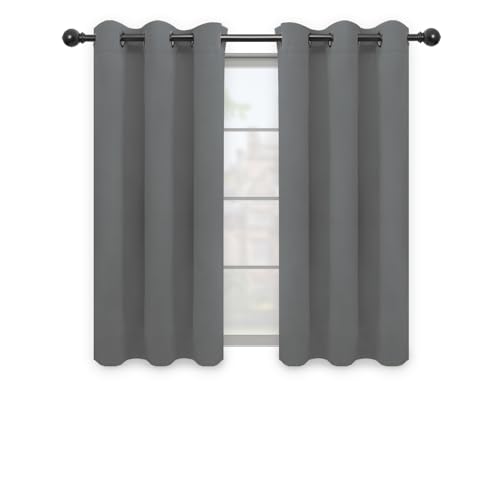 Easy-Going Blackout Curtains for Bedroom, Solid Thermal Insulated Grommet and Noise Reduction Window Drapes, Room Darkening Curtains for Living Room, 2 Panels(42x63 in, Gray)