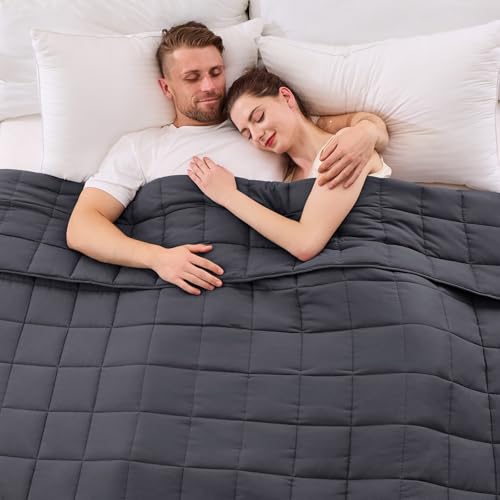 yescool Weighted Blanket for Adults (20 lbs, 80” x 87”, Grey) Cooling Heavy Blanket for Sleeping Perfect for 190-210 lbs, Queen Size Breathable Blanket with Premium Glass Bead, Machine Washable