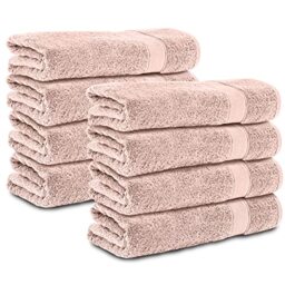 Komfortec Set of 8 Hand Towels 50 x 100 cm 100% Cotton Terry Towelling Soft Pink