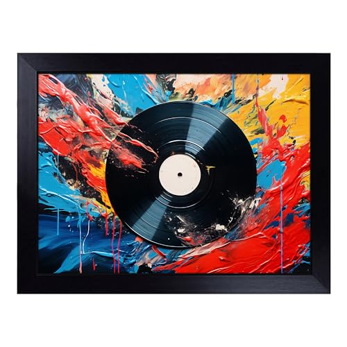 Lap Tray with Bean Bag Cushion, Vinyl Record Action - Handmade in the UK, Raised Wooden Edge, Padded Cushion, Heat-Resistant Wipe-Clean Surface, for Meals, Laptops and Crafts