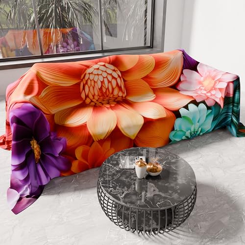 PETTI Artigiani Italiani - Spring-Summer Double Bed Bedspread Lightweight Blanket Double Bed Sheet Floral 05-12 100% Made in Italy