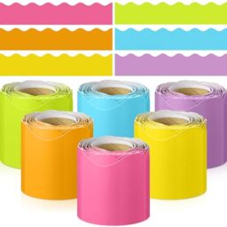 TaoBary 6 Rolls 196.8 ft Colorful Borders for Bulletin Board, Scalloped Trim Bulletin Board Decorations for Classroom Valentine's Day Decor(Macaron Color)