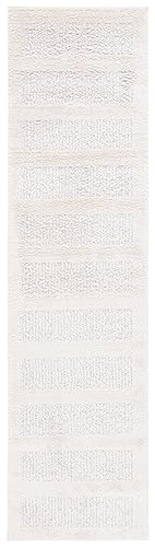 Safavieh Geometric Rug for Living Room, Dining Room, Bedroom - Melody Collection, Short Pile, in Ivory and Grey, 67 X 244 cm