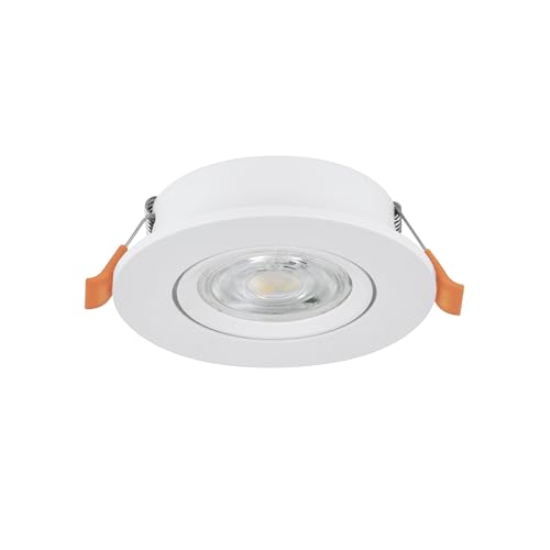 Eglo LED Recessed Spotlight Barranco, Ceiling Spot with Dip Switch, Adjustable Light Fixture Made of White Plastic, Warm to Cool White, Including GU10 Bulb, ∅ 9 cm