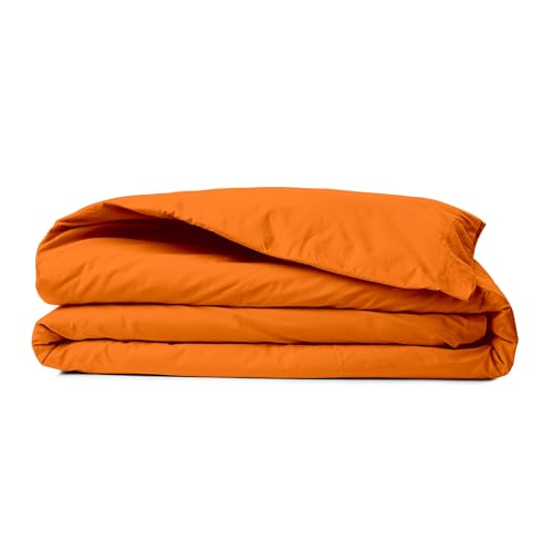 Premium Quality Ranforce Duvet Cover (Single) 135 x 200 cm 100% Cotton Orange Button Closure 155 Thread Count Machine Washable at 30??C