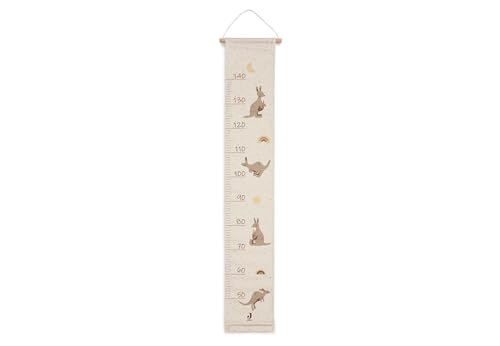Jollein Growth Chart - Kangaroots - Fabric Height Chart for Children’s Room - With Kangaroo Prints - Hanging Wall Decor - Capture Growth & Memories