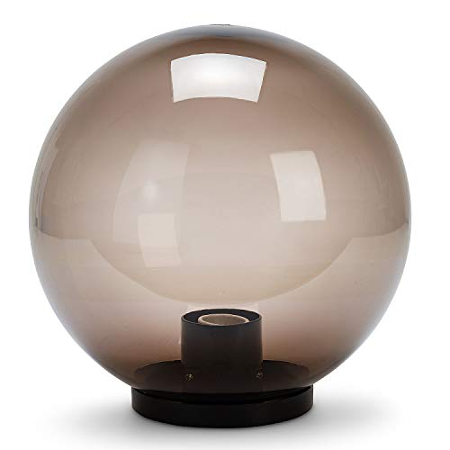 Velamp Garden Globe, 300mm Outdoor Lamppost, E27 Socket, LED Compatible, IP44 Waterproof, Sphere for Gardens, Parks, Condominiums, Terraces. Smoked