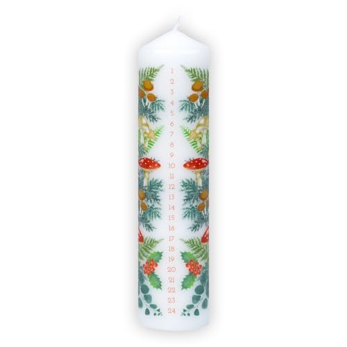 Talking Tables Forest Christmas Pillar Advent Candle 20CM, 25 Hours Burning Time, Dinner, Decoration, Candles Gifts for Women