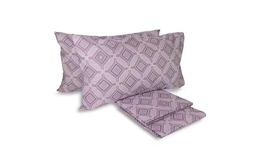 Laura Biagiotti, Double Bed Sheet Set, Cotton, Bed Set, 100% Cotton, Top Sheet, Fitted Sheet, Pair of Pillowcases, Geometric Alcamar Powder Pattern