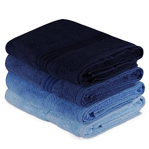 WELL HOME MOBILIARIO & DECORACIÓN Bath Towel Set (4 Piece) Dark Blue, Blue and Light Blue
