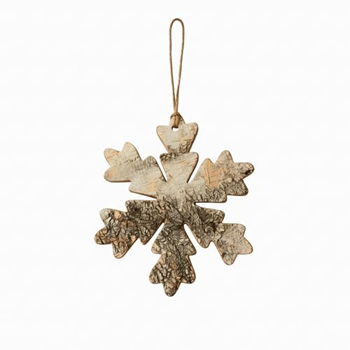 SHATCHI 16cm Snowflake Shape Birch Bark Wooden Christmas Tree Wall Door Wreath Ceiling Hanging Xmas Home Decorations, Wood