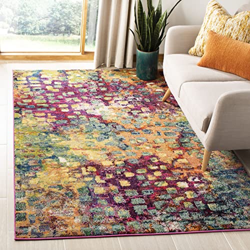 Safavieh Boho Chic Indoor Woven Rectangle Area Rug, Monaco Collection, MNC225, in Pink / Multi, 91 X 152 cm for Living Room, Bedroom or Any Indoor Space