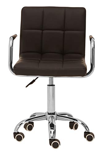 Premier Housewares Black Home Office Chair With Armrest And Square Detailing/ 5-Wheel Rolling Base/Adjustable Height/Nylon Seat/Lock Mechanism/Computer Chairs For Desk 48 x 99 x 52