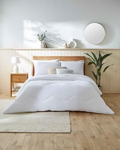 Night Lark Coverless Duvet Cotton Waffle Collection – Coverless Duvet Double Size 4.5 Tog with Advanced Smartfil® Fibre, Machine Washable, Hypoallergenic – White, Double Bed Size