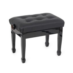 Musisca HY507 concert piano stool with comfortable, padded faux leather seat and black gloss finish