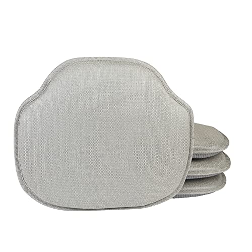 Klear Vu Gripper Omega Non-Slip Windsor Chair Cushions with Skid-Proof Seat Pad for Dining Room, Kitchen, and Office Use, 16x15 Inches, 4 Count (Pack of 1), Gray