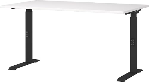 Germania Desk 7904-614, in white/black, me. height-adjustable, 140 x 91 x 80 cm (WxHxD)