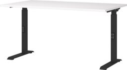 Germania Desk 7904-614, in white/black, me. height-adjustable, 140 x 91 x 80 cm (WxHxD)