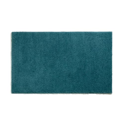 kela Maya Non-Slip Bath Mat, 60 x 100 x 1.5 cm, Petrol, Washable, Recycled Polyester, Fluffy Bath Mat