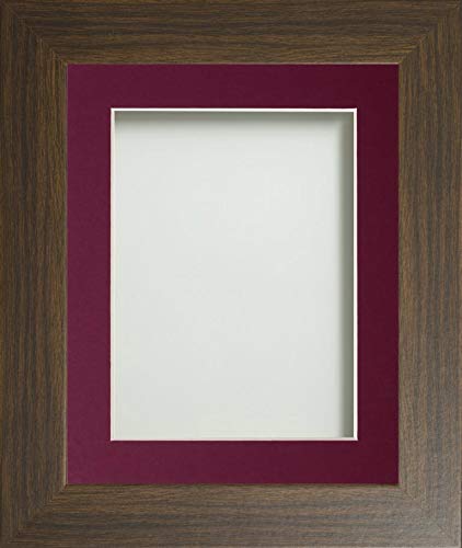 Frame Company Watson Brown Picture Photo Frame fitted with Perspex, 8x6 inch with Plum Mount for image size 5x3 inch