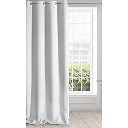 Eurofirany LOGAN Extra Long Blackout Curtain - 1 Unit Eyelets, Light blocking Room Darkening Bedroom Living Room, W53 x L98, White
